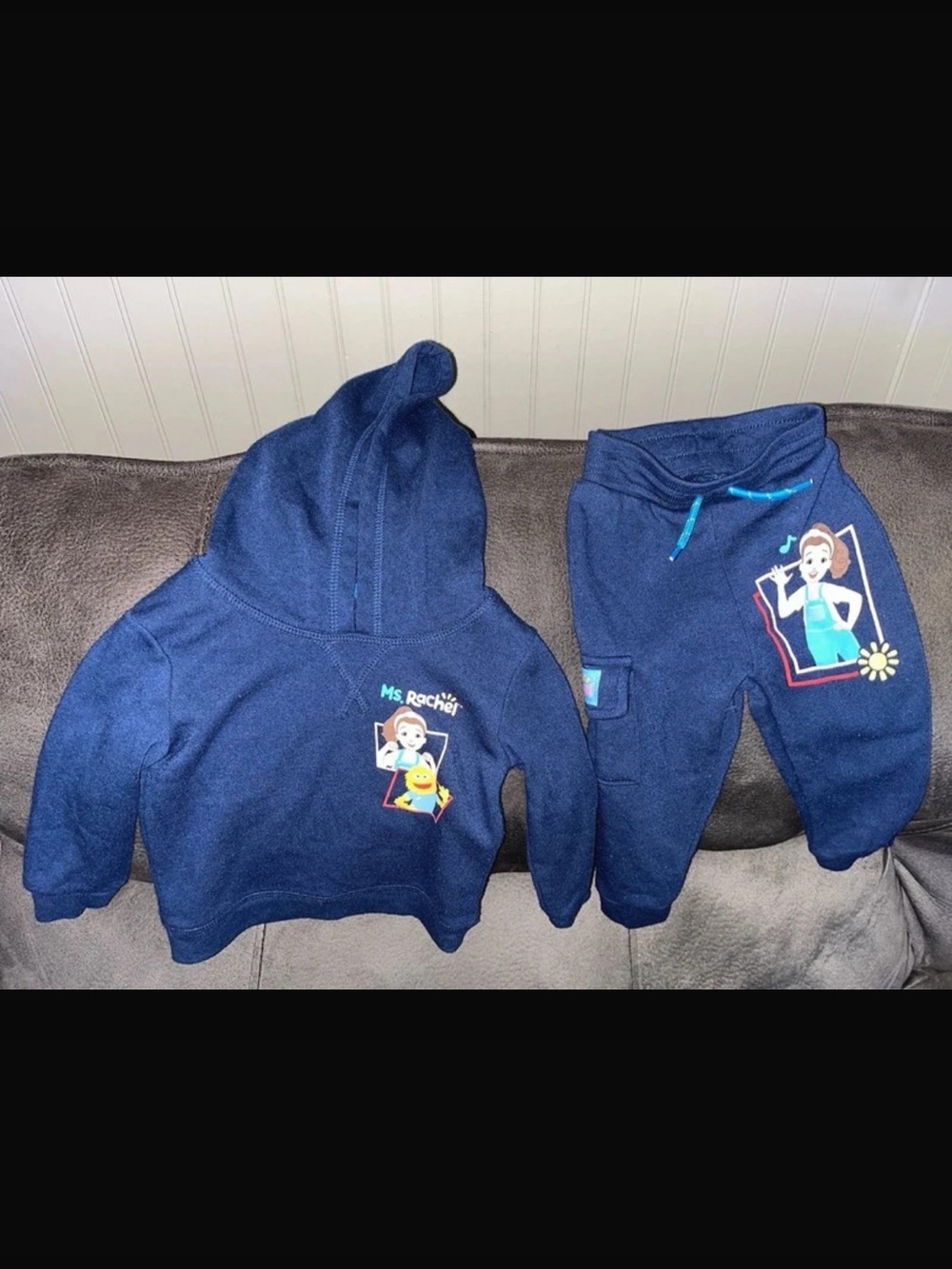 Rachel Navy Blue Kids Hoodie & Joggers Set with Character Graphic